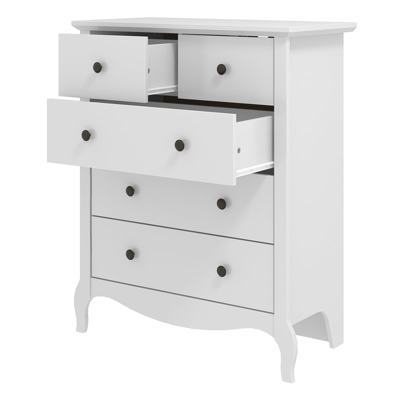 Sterra 79cm W 5 - Drawer Chest of Drawers, White