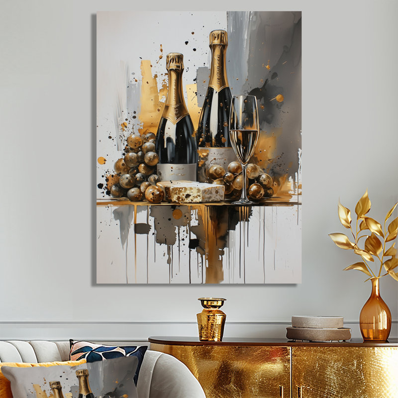«Wine Cheese Glam Explosion I - Food & Beverage», impression sur métal, H 40 po x l 30 po