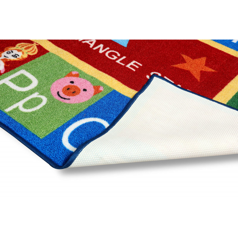 Tapis éducatif bleu / rouge, Rond 5 pi
