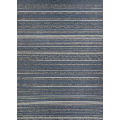  Dolce Alloy Blue Striped Indoor Outdoor Area Rug