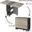 Space Saving Folding Dining Table With 2 Tier Storage-Extendable Drop Leaf Farmhouse Kitchen Dining Room Tables For 4, Collapsible Expandable Rectangle
