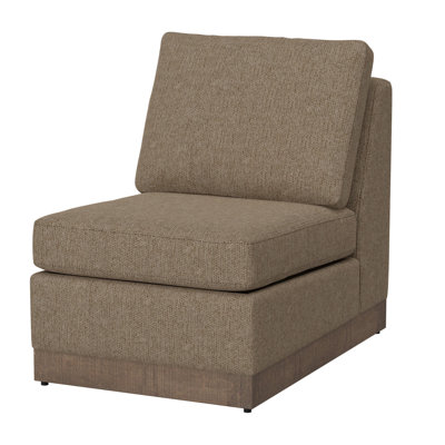 Jeni Modular Armless Chair, 2 Accent Pillows, Solid Wood, Polyester
