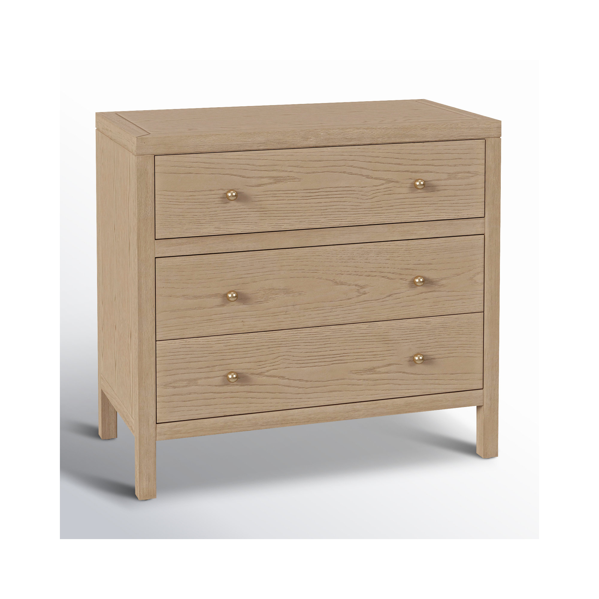 Celine 34" 3-Drawer Nightstand, Light Oak