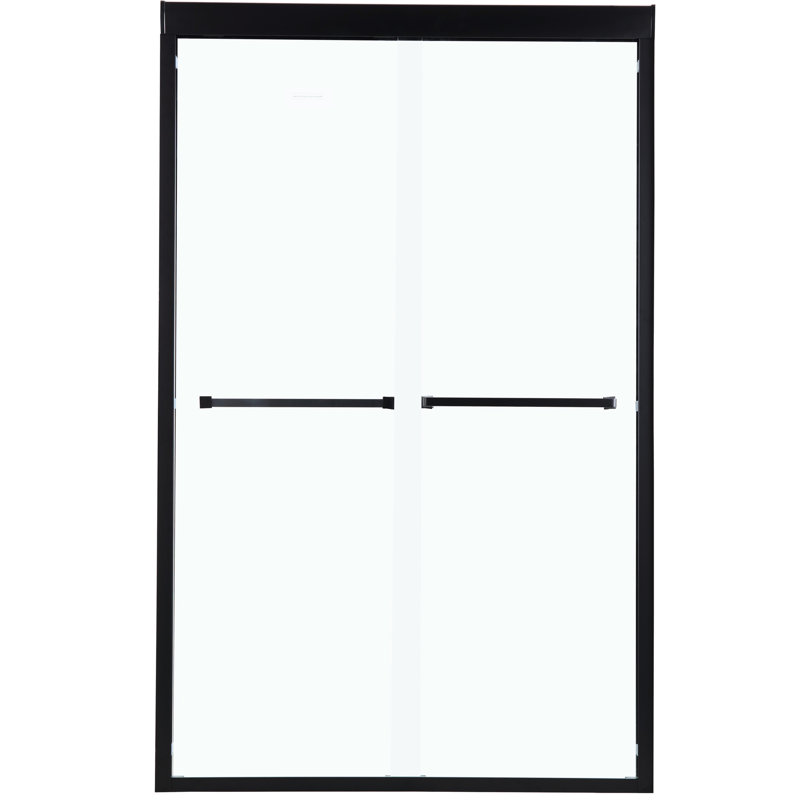 Double Sliding Shower Enclosure In Matte Black, 48" X 76" - Luxury Door With Tempered Glass And Adjustable Functionality Black W H Contemporary Included Accessories