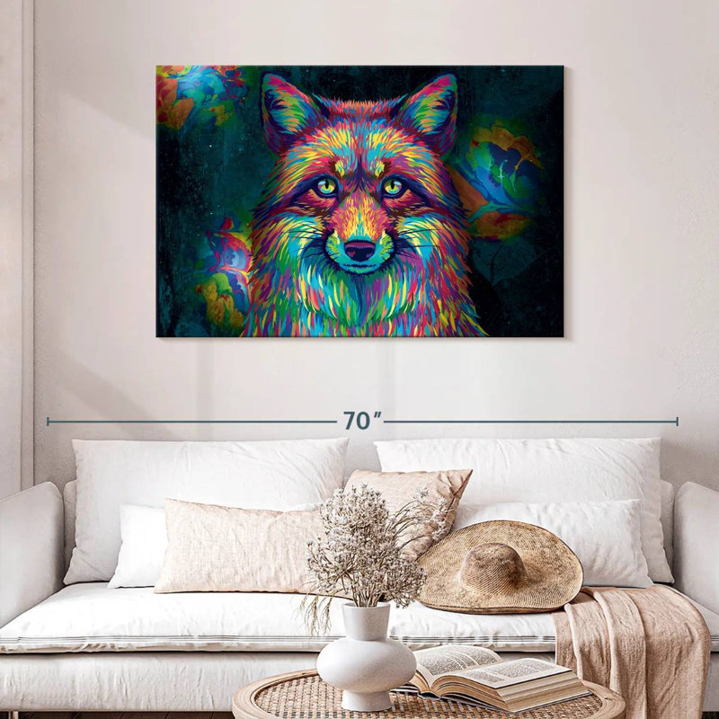 Brampt Rainbow Colored Fox, 30" H x 45" W
