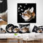 Chat avec papillons sur fond noir - coussin imprimé animal-30744398-30744401