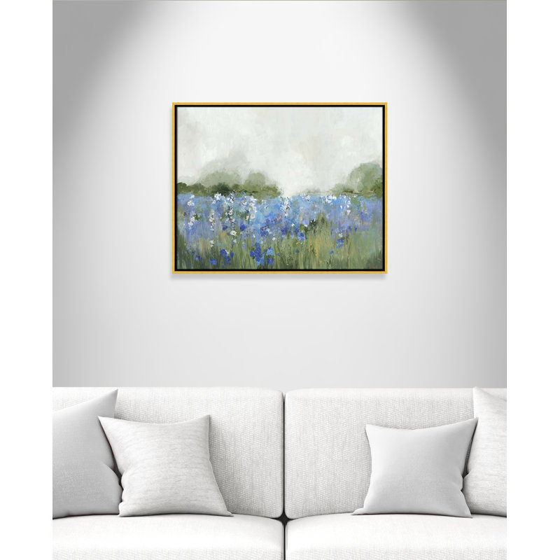 Meadows Bluebels Field " Meadows Bluebells Field " by Allison Pearce, 23.5" H x 29.5" W x 2" D, Gold Framed