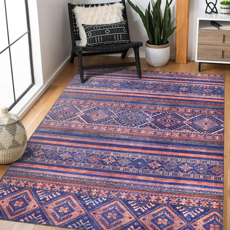 Bohemian Area Rug Floor Carpet Pads Washable Area Rugs Non Slip Entryway Rug Mat For Bedroom 1322M, Rectangle 80 x 150 cm