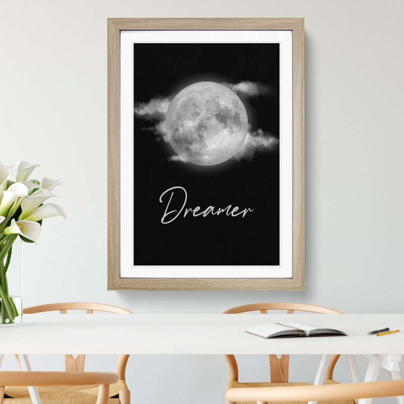 Dreamer V2 - Picture Frame Graphic Art, 90cm H x 65cm W x 2cm D, Oak