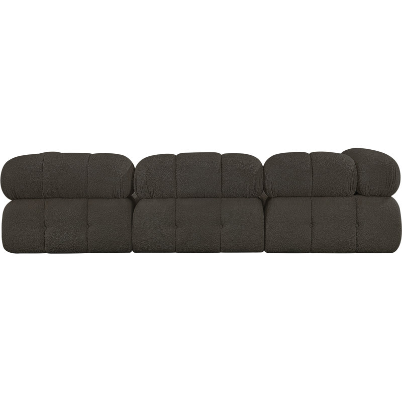 Ames Upholstered Sofa, Brown Boucle Fabric, 1 Armless, 2 Corner, 1 Ottoman