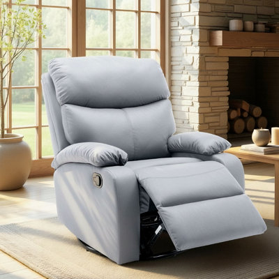 Faux Leather Nursery Rocker Recliner ,swivel Recliners For Small Spaces, Living Room Recliner With Overstuffed Arm And Back-Light Gray