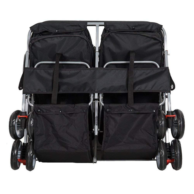 Foldable Pet Stroller With Two Carriers