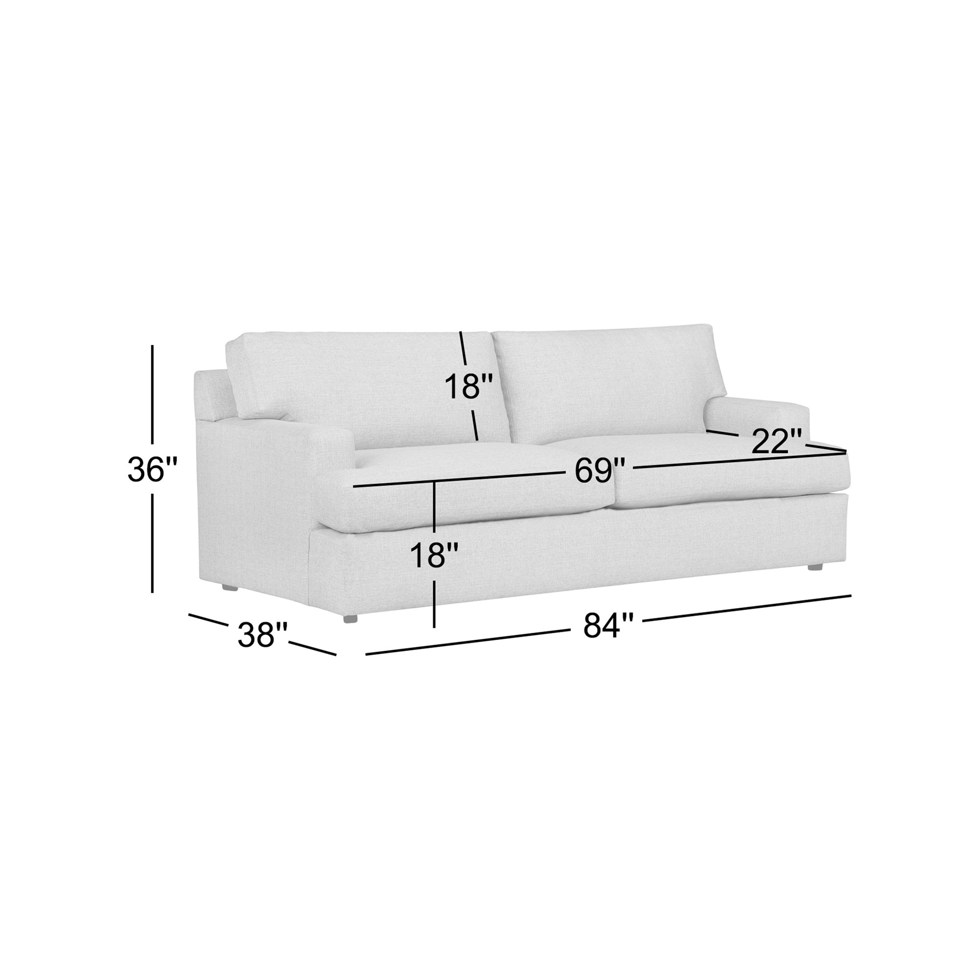 Cleo 84" Upholstered Custom Sleeper Sofa, Zuma Pumice Textured Linen