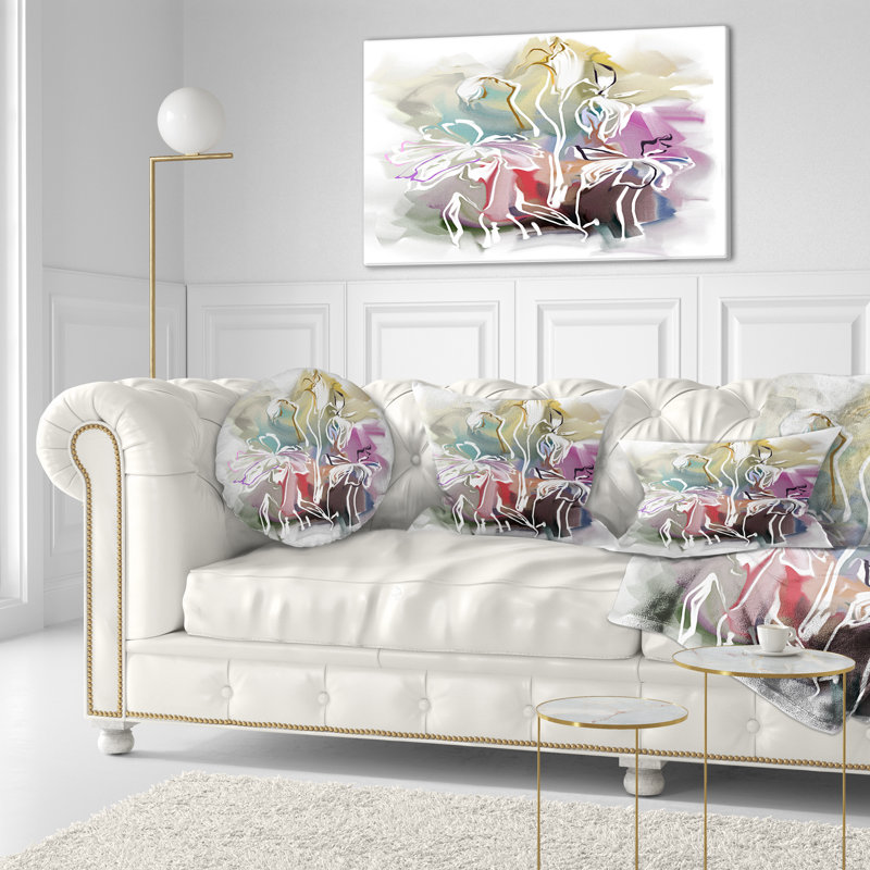 Coussin lombaire floral de fleurs abstraites texturées