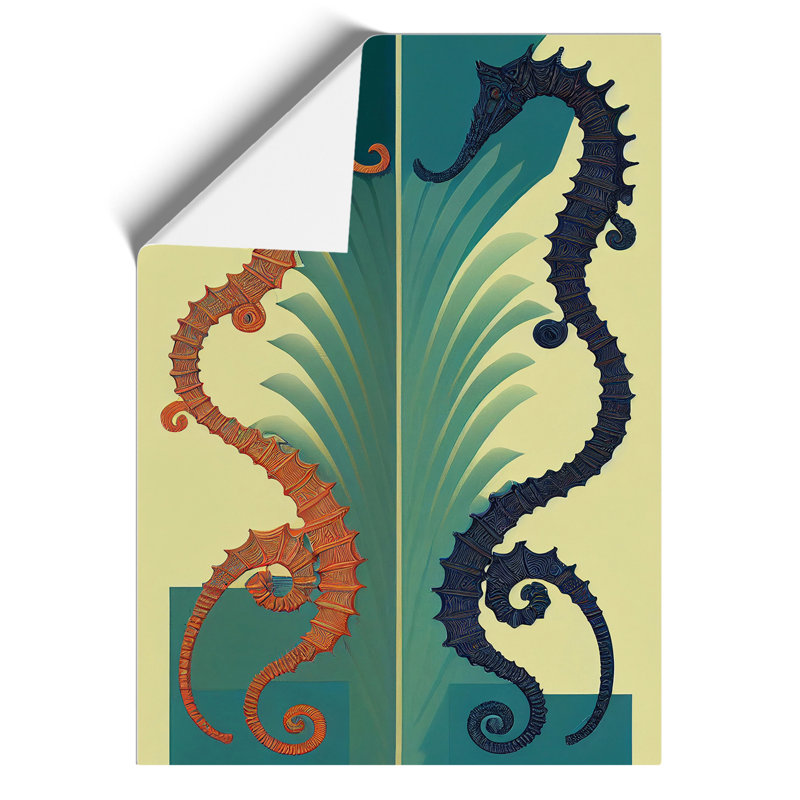 Two Seahorses - Wall Art, 29.7cm H x 21cm W, Paper, No Matte