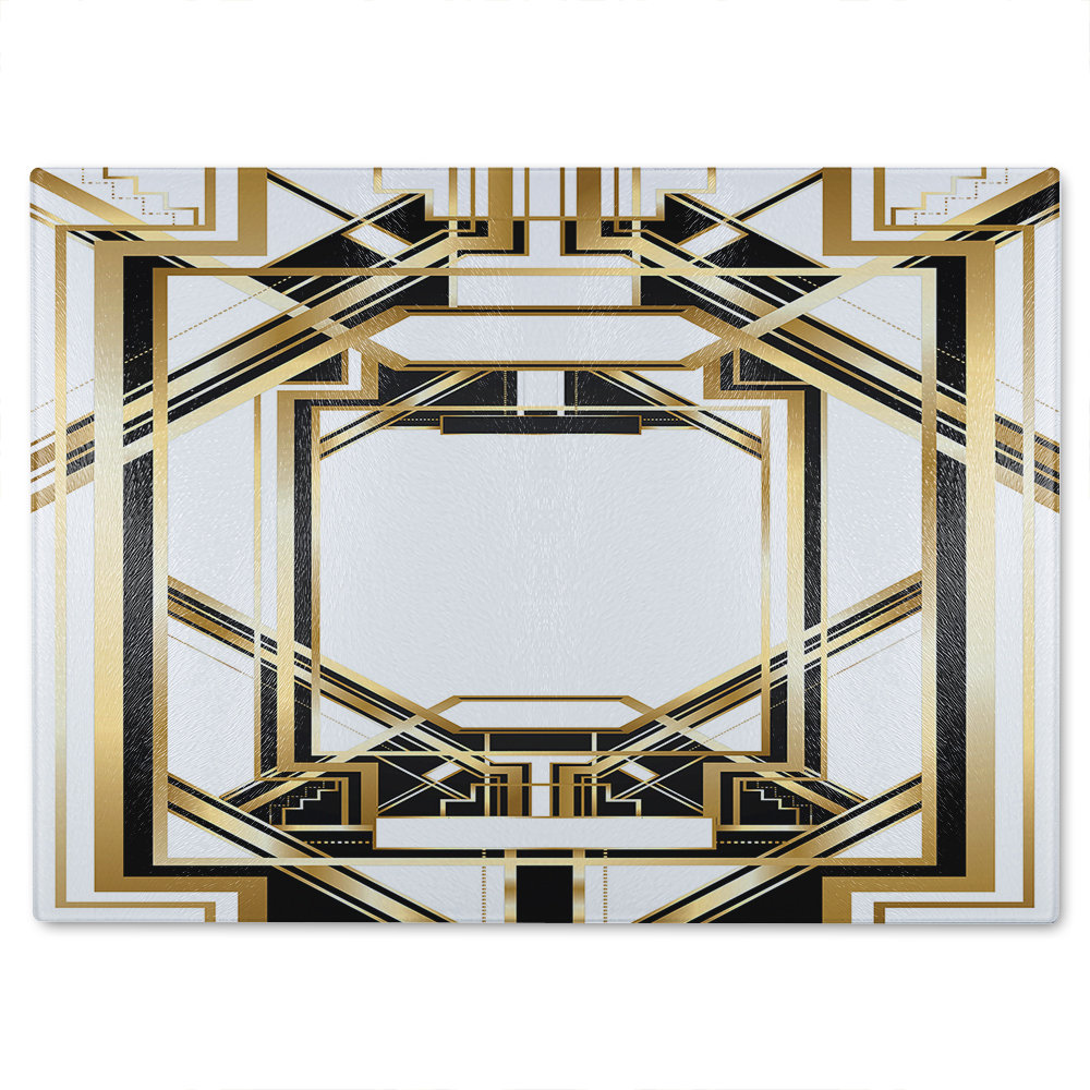 Art Deco Black Frame Glass Chopping Board