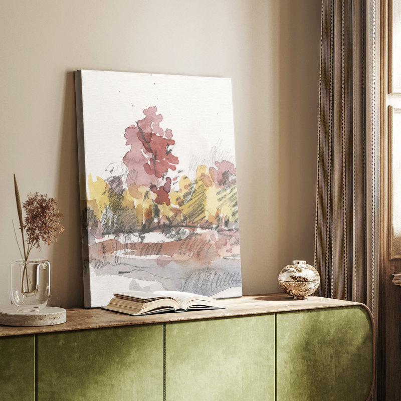 Aquarelle, dessin de Treeline I - galerie Cavas sur mesure, H 18 po x l 12 po