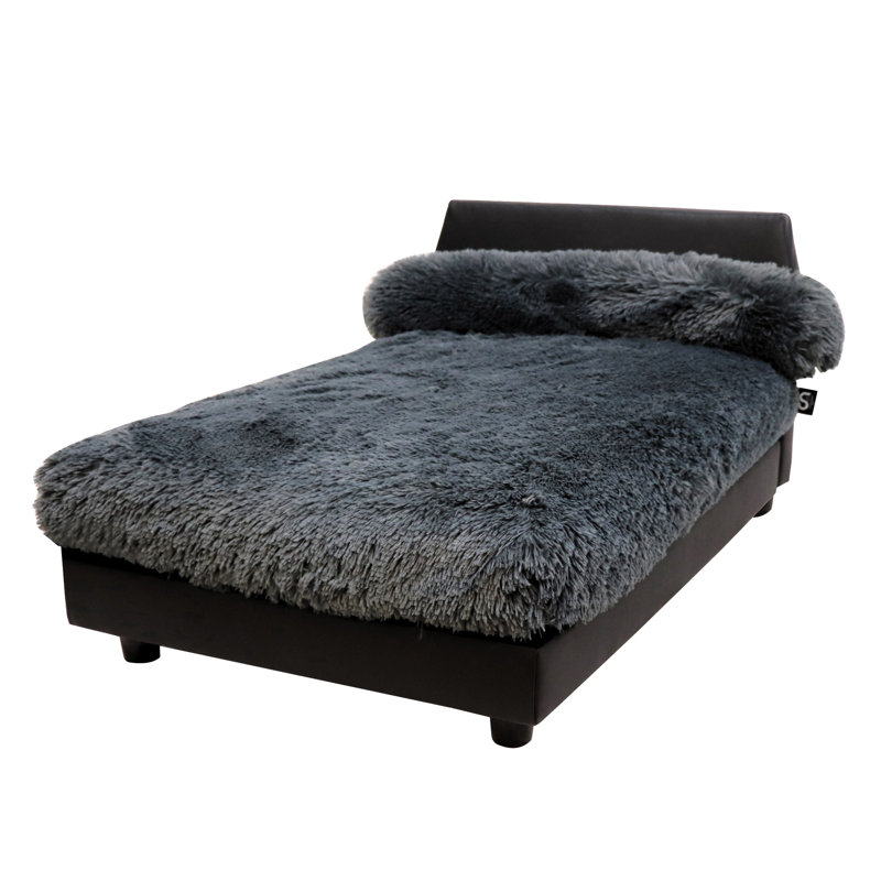Lit orthopédique pour animaux Mid-Century, gris, Grand (H 18 po x l 24 po x P 36 po)