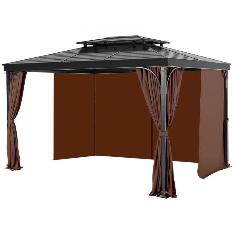 Outdoor Gazebo Privacy Curtain  Waterproof Gazebo Curtains , Coffee, 210.8cm W x 284.5cm L