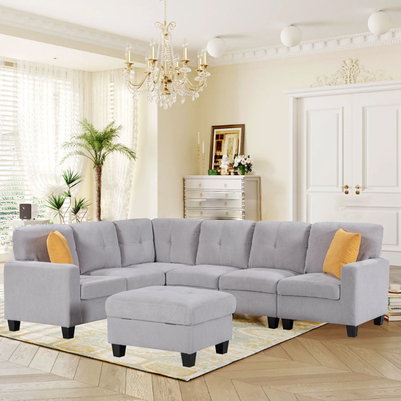 7 pièces rembourrées, 100% coton gris clair