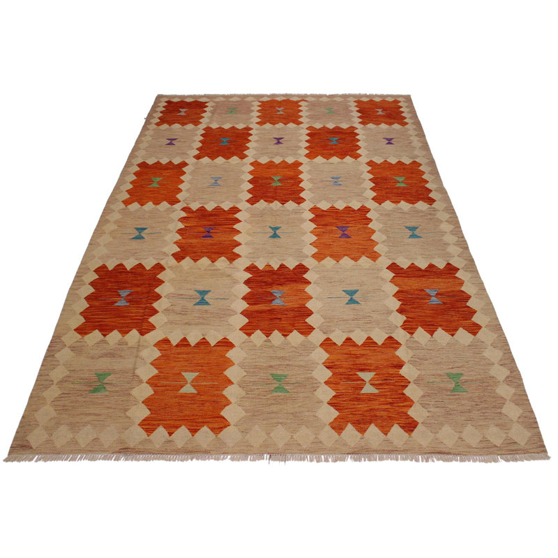 Tapis brun en laine fait à la main de conception unique 8 pi x 9 pi 8 po Loyle