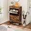Armoire à chaussures rustique brun avec seau rabattable, 2 couches par seau, pour seaux d'entrée et 1 tiroir, et construction stable