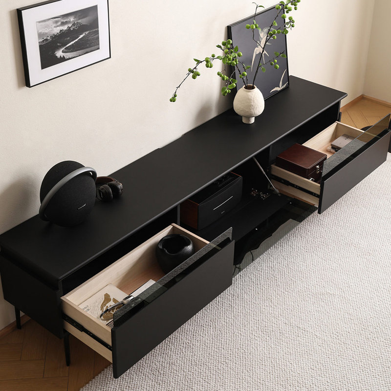 Meuble télé simple et moderne en bois massif, 86.61"