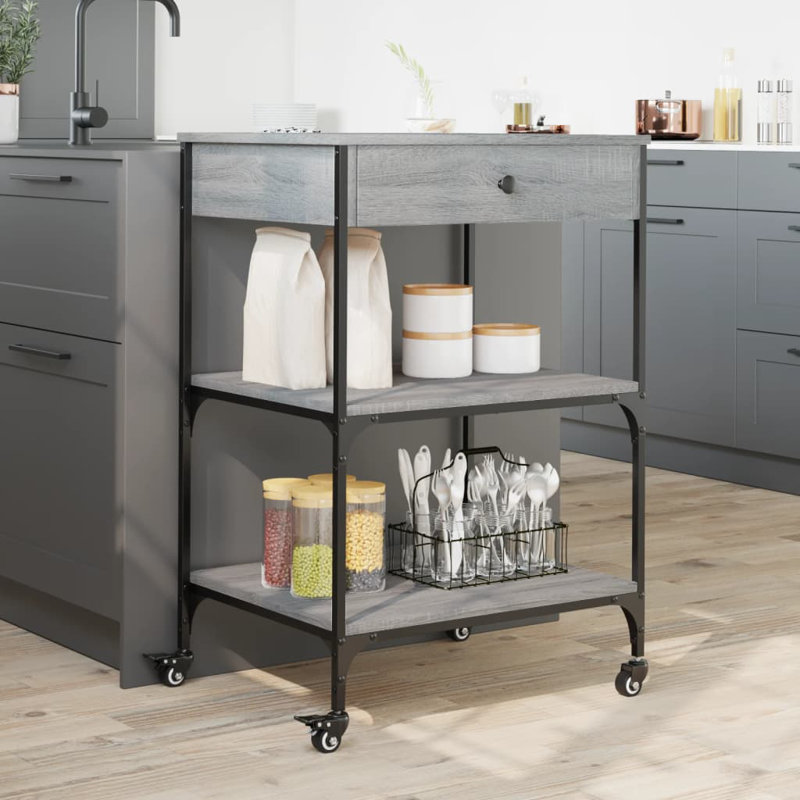 Dwyce Metal Bar Cart, Grey Sonoma