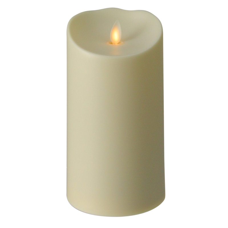 Bougie pilier d'extérieur crème, H 8,75 po x l 3,75 po x P 3,75 po