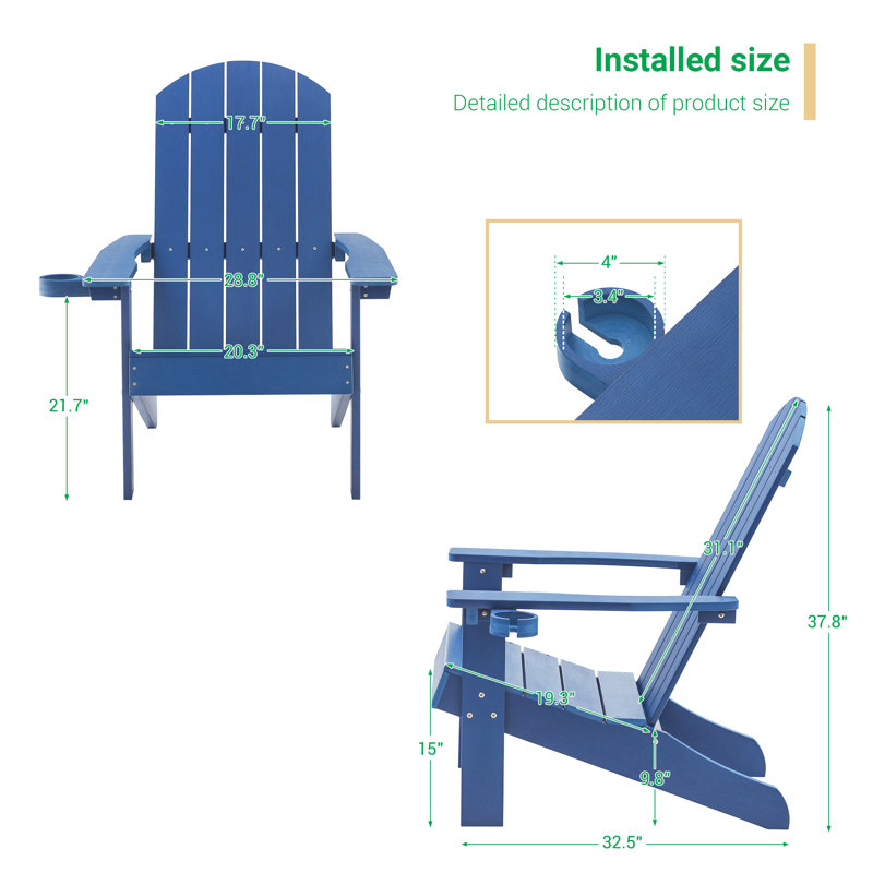  Chaise Adirondack Hips, Bleu marine