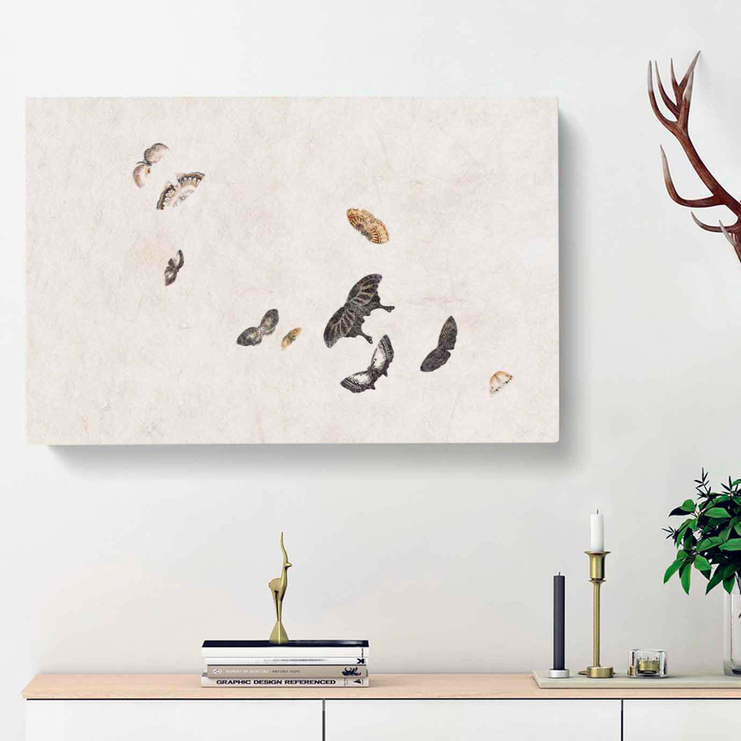 Collection Of Butterflies by Shibata Zeshin - Wrapped Canvas