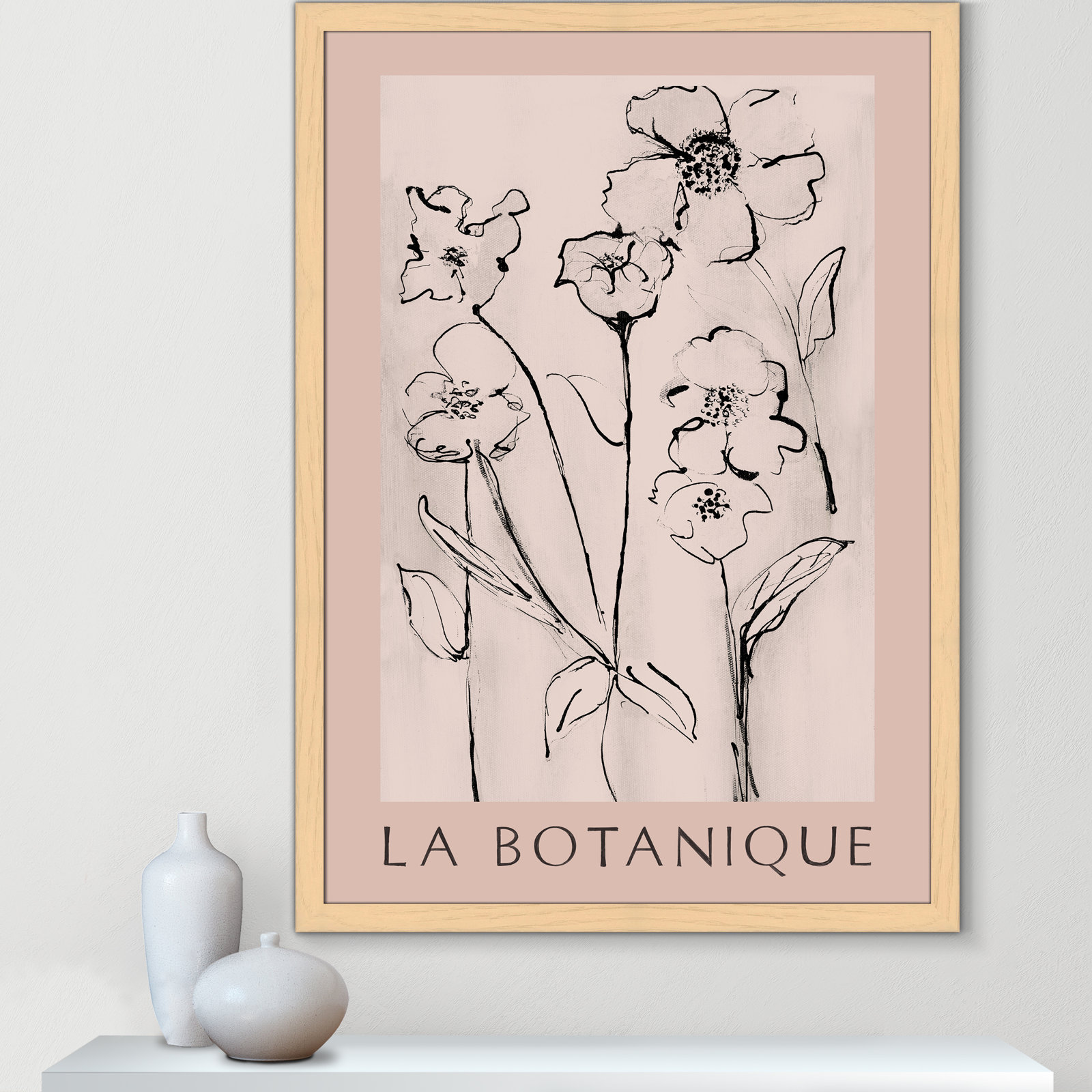Riya "La Botanique" Print by Susan Jill, Natural Single Picture Frame, No, 49" H x 35" W x 1.25" D
