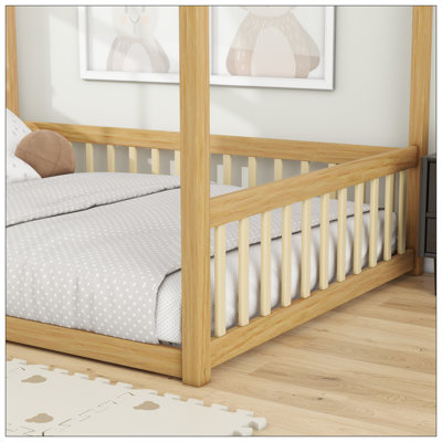 Lit en bois d'hévéa avec clôture Canopy