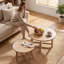 Ensemble de 2 tables basses gigognes rondes, finition en bois naturel avec cadre en forme de X pour une vie moderne et peu encombrante-133523814