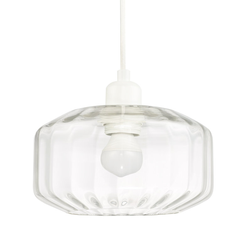 13cm H Glass Drum Pendant Shade ( Screw On ), Clear