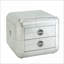 Table basse en aluminium de style coffre avec 2 tiroirs, rangement peu encombrant Surface équilibrée pour le salon