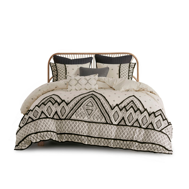 Ensemble de housse de couette en lin et coton pour lit double / grand 3 pièces