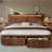 Fluted Panel Platform Bed with Storage, LED Lights & USB Charging-1089825230-1089825225