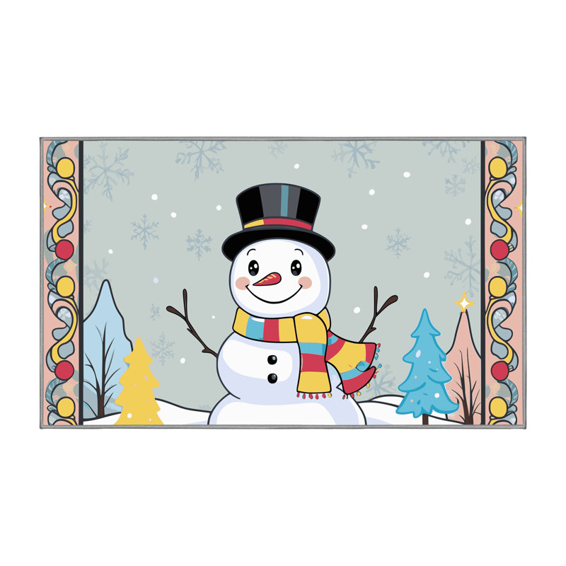 Tapis de vacances d'hiver de Noël lavable The Holiday Aisle®, Rectangulaire 2 pi x 3 pi