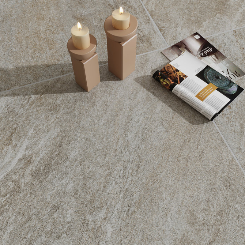 Italian Quarzia Porcelain 24"x 24"x 9mm Floor and Wall Tile Case - (4 PCS, 16 Sq. Ft.), Black