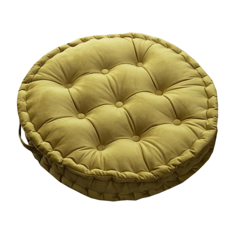 Coussin de méditation rond 23,6 po, coussin de sol épais pour yoga et tatami, Green