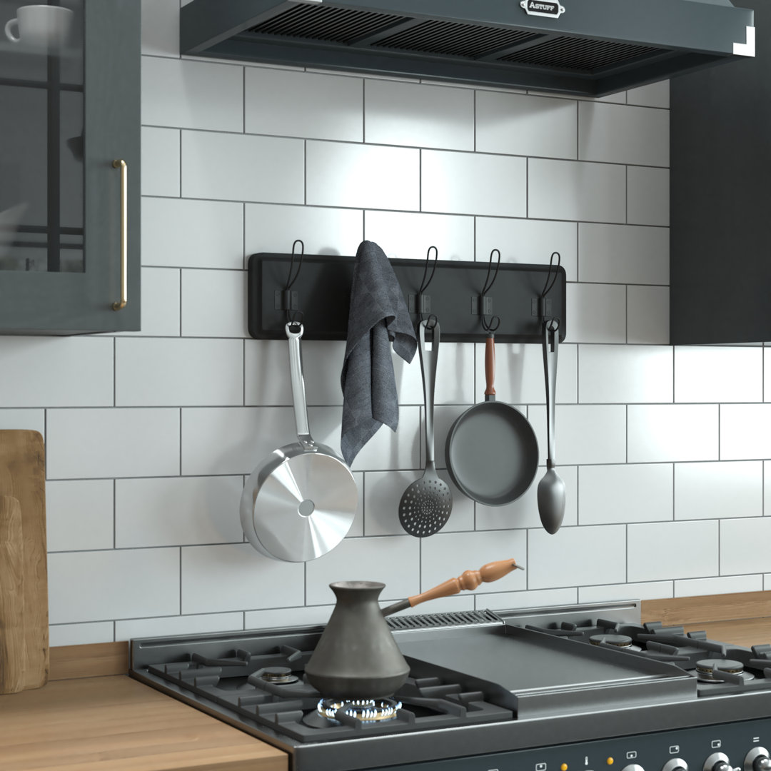 Nariaki Wall Mounted Solid Pine Wood Storage Rack with 5 Hanging Hooks Gracie Oaks 