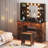 Guram Vanity Set Modern LED Makeup Desk with Mirror, Ten Light Bulbs & Desktop Dazzle Light Adjustable Brightness, 7 Drawers & Stool, Usb Power Outlet-768981268
