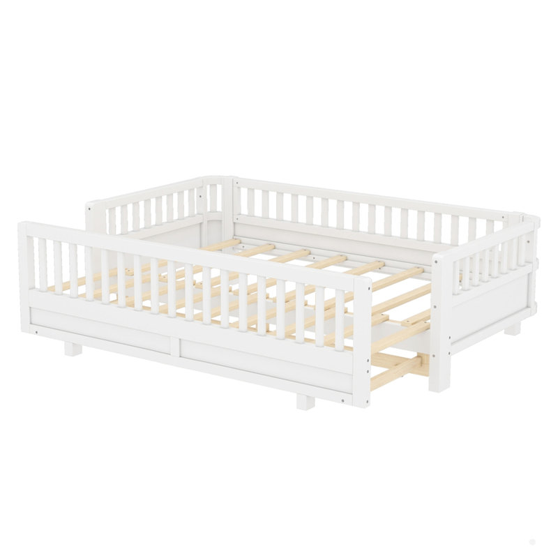 Twin XL Size Platform Bed Can Be Converted Into A Queen Platform Bed, White, Extra-Long Twin