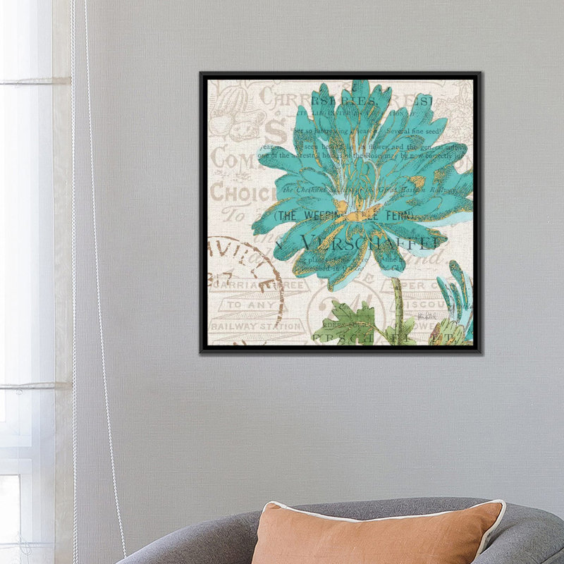 «Bookshelf Botanical IV», reproduction d'impression sur toile, H 18 po x l 18 po x P 1,5 po, Toile avec cadre noir