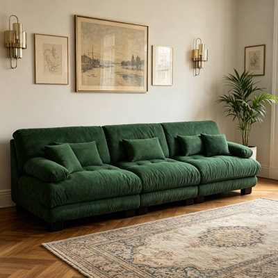 Canapé modulaire capitonné en chenille pour salon