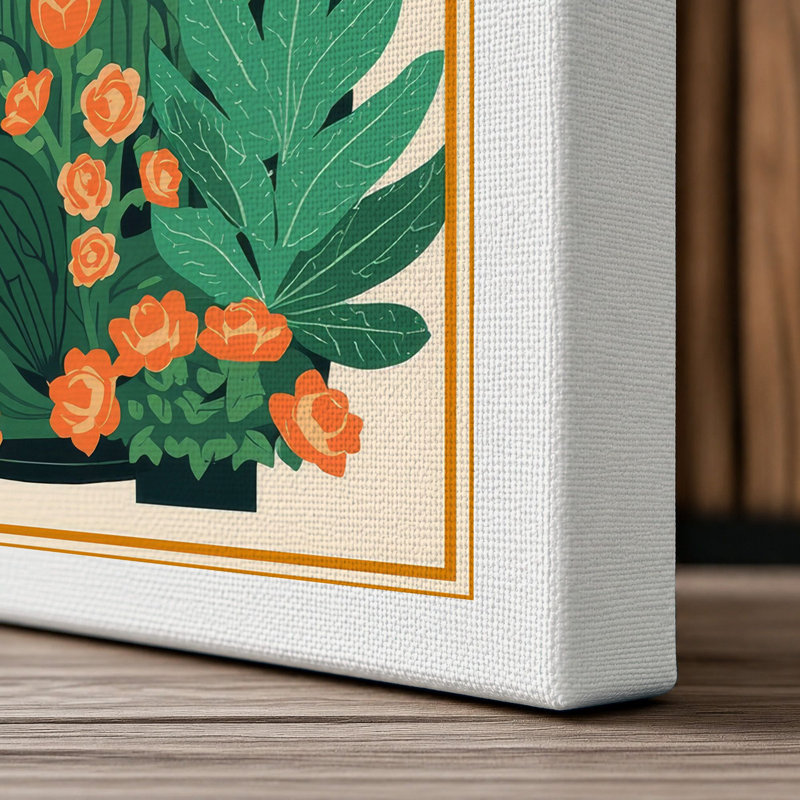 Desert Landscape Botanical - Wrapped Canvas, 36x24 - 91.4 x 61.0 cm, White Border