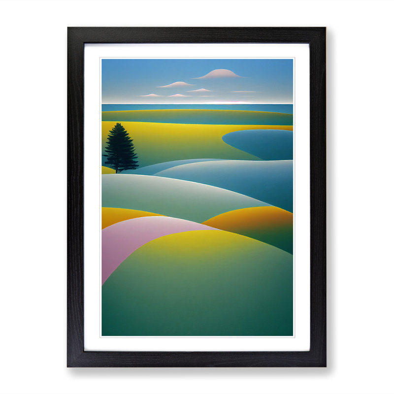 Spring Landscape Serene Vol.2 - Single Picture Frame Print, 64cm H x 46cm W x 2cm D, Black