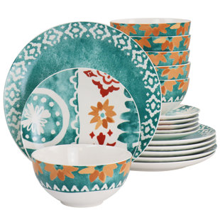 Spice By Tia Mowry Dinnerware Set, Melamine, Cinnamon Twist, 12 Pieces