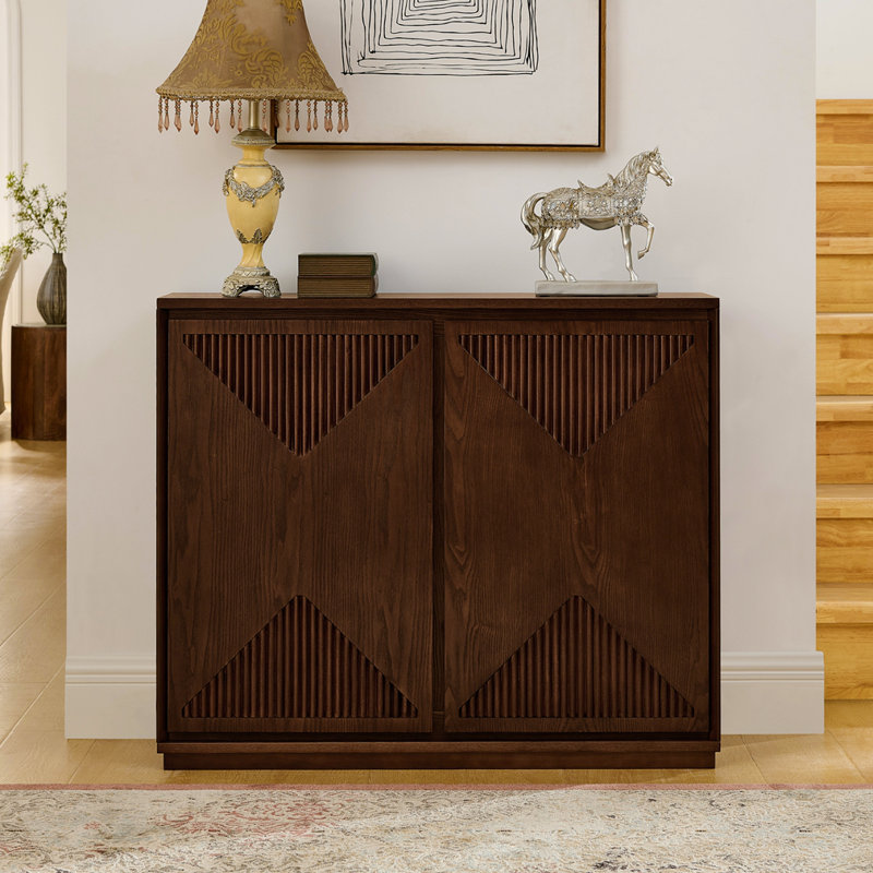 Buffet Mid-Century moderne avec rangement, Noyer foncé